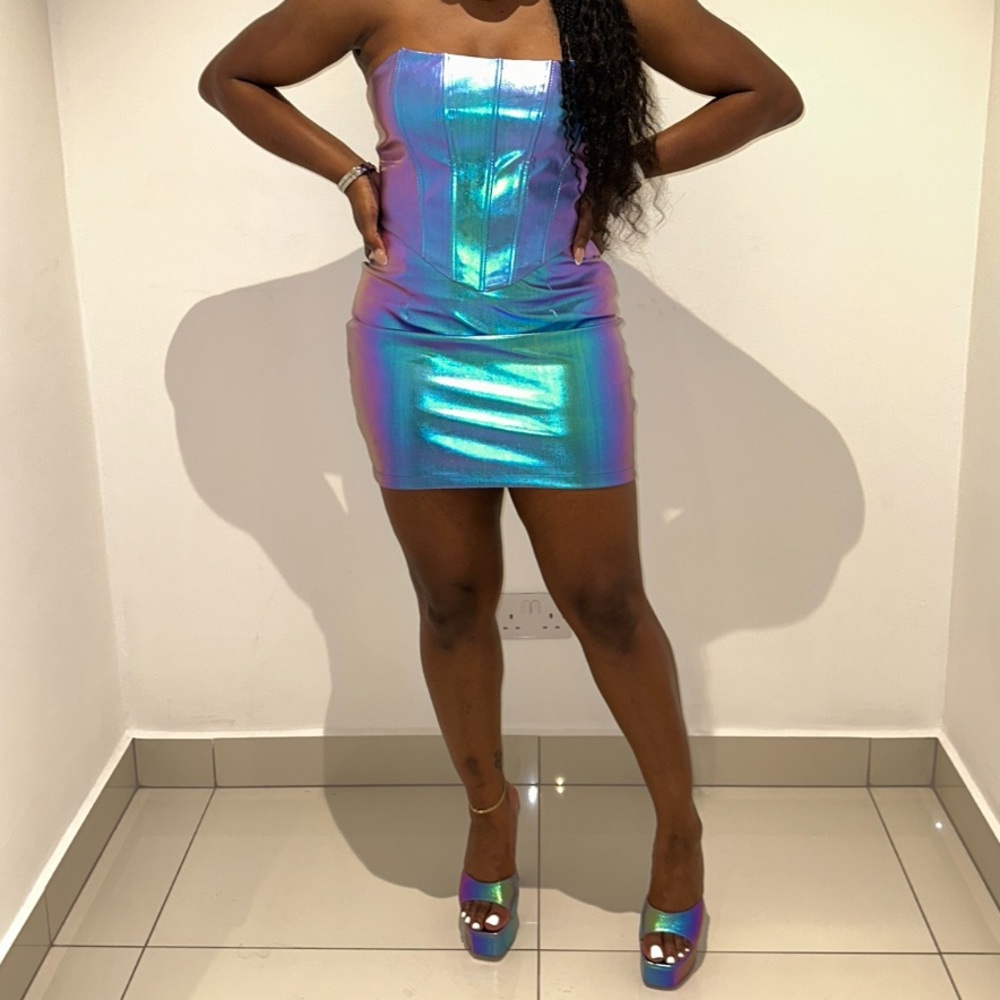 Iridescent Blue Corset Top - Picture 3 of 3